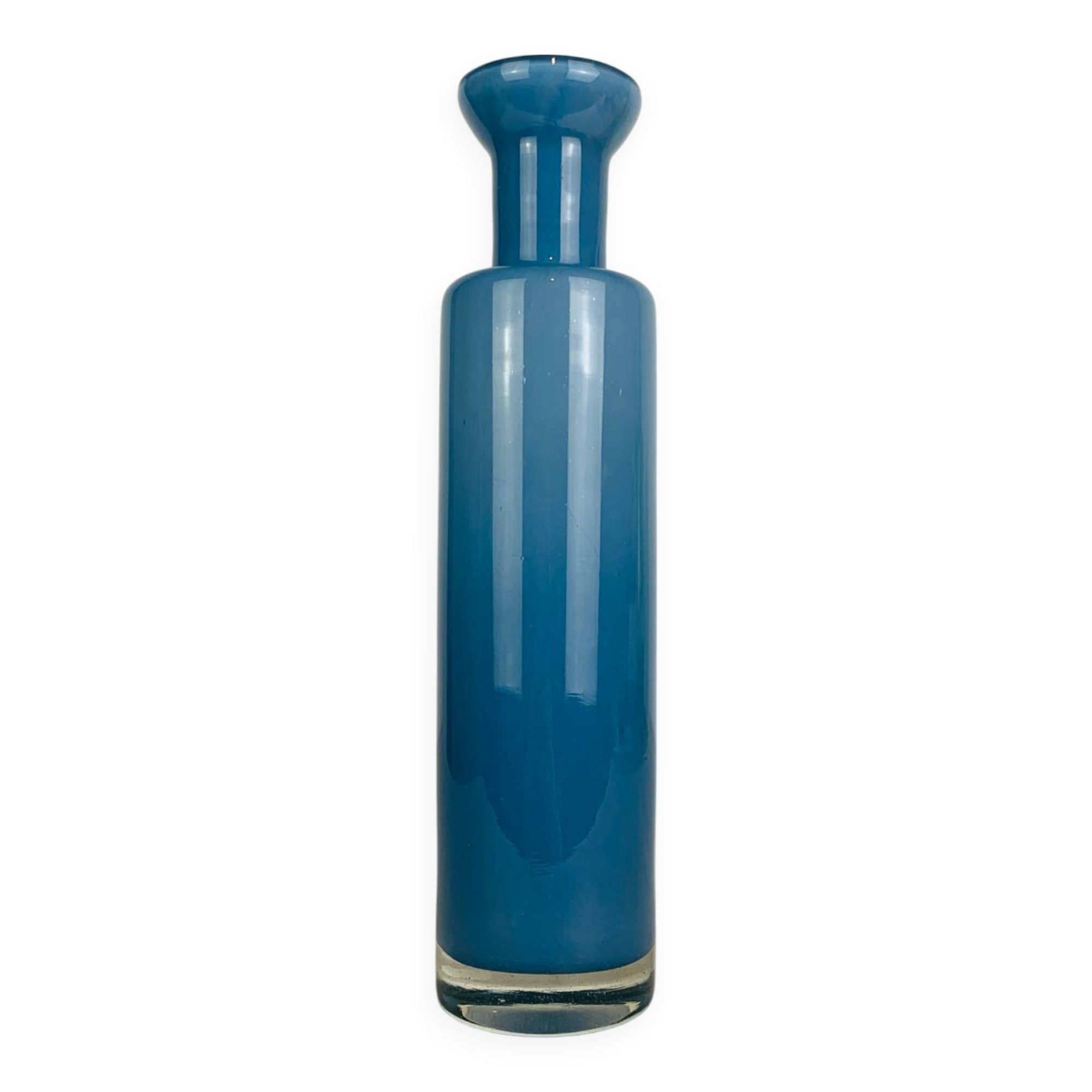 Vintage blue glass vase in Scandinavian style