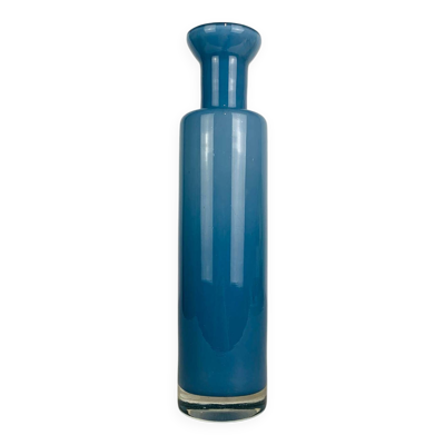 Vase verre bleu vintage style scandinave