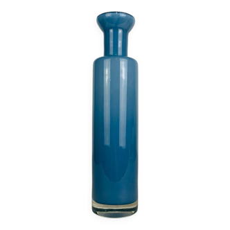 Vintage blue glass vase in Scandinavian style