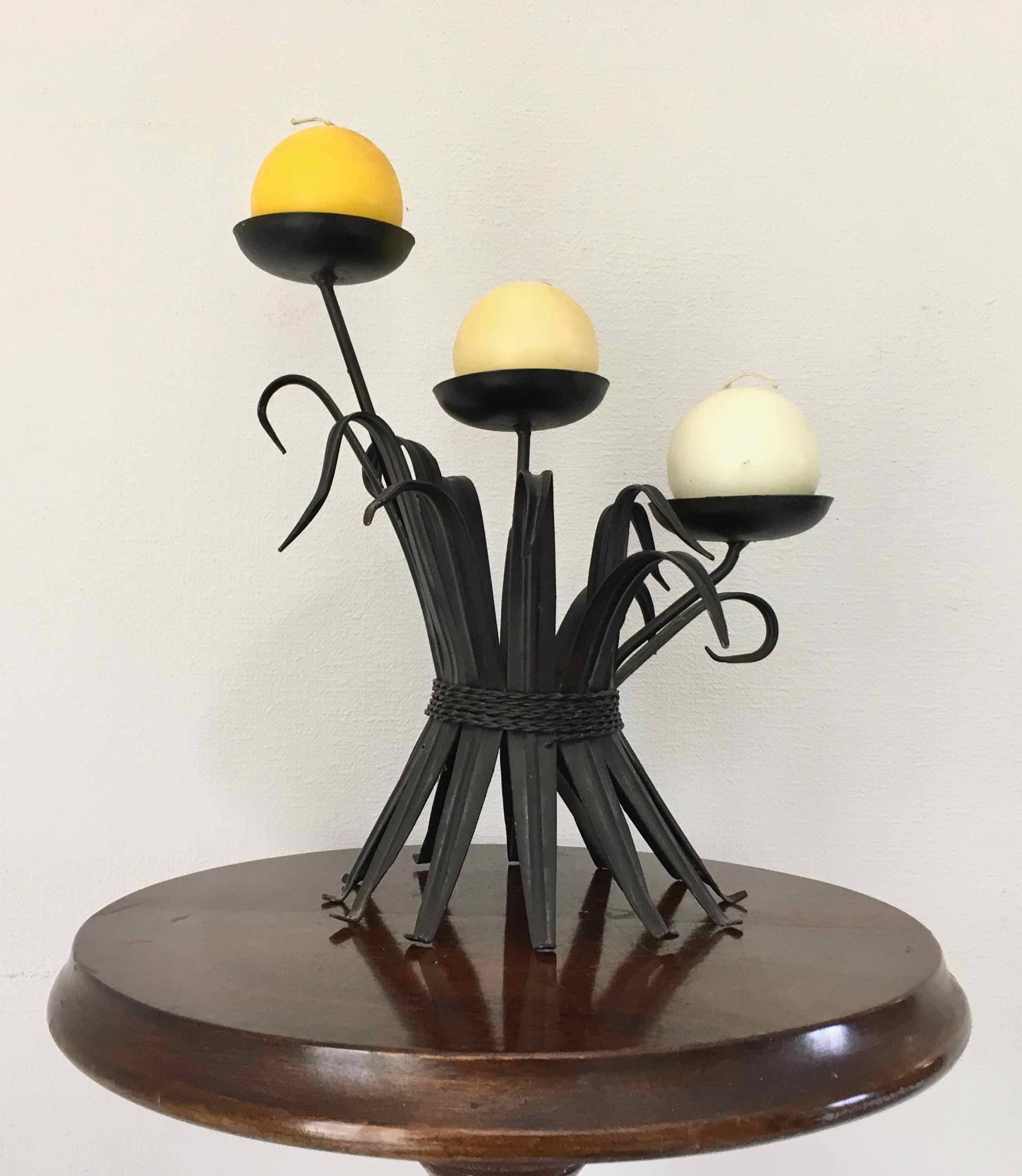 Bougeoir vintage feuillage en fer