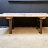 Table in wood and cast iron, industrial style, vintage