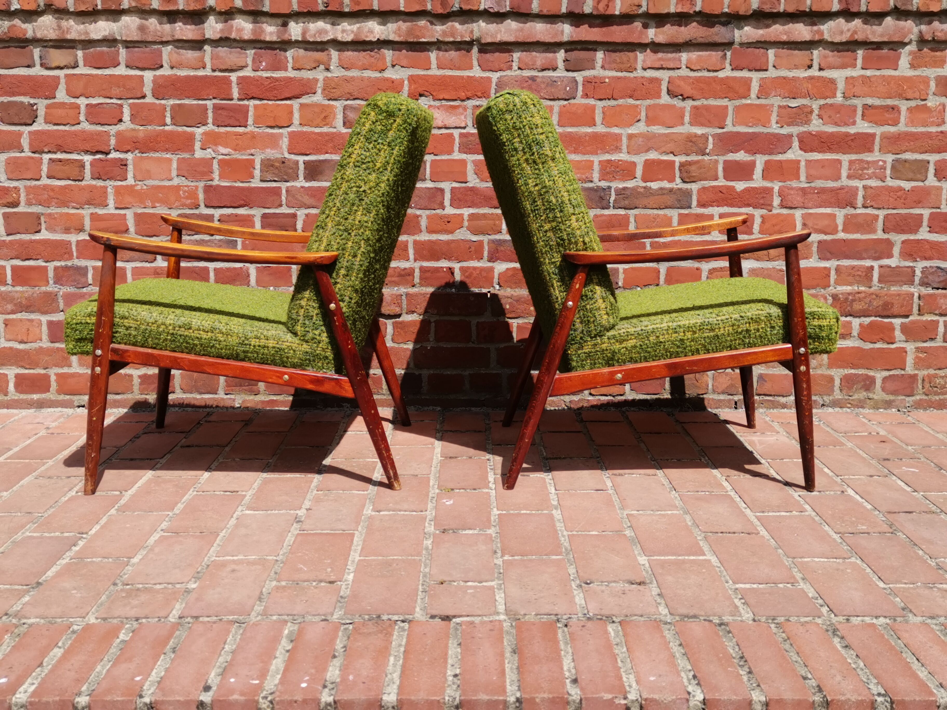 Pair of Czechoslovak armchairs green Jitona 1960