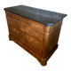 Commode Louis-Philippe noyer ronce plateau marbre noir — XIXe siècle