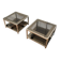 Pair of octagonal chrome side tables with tinted glass tops