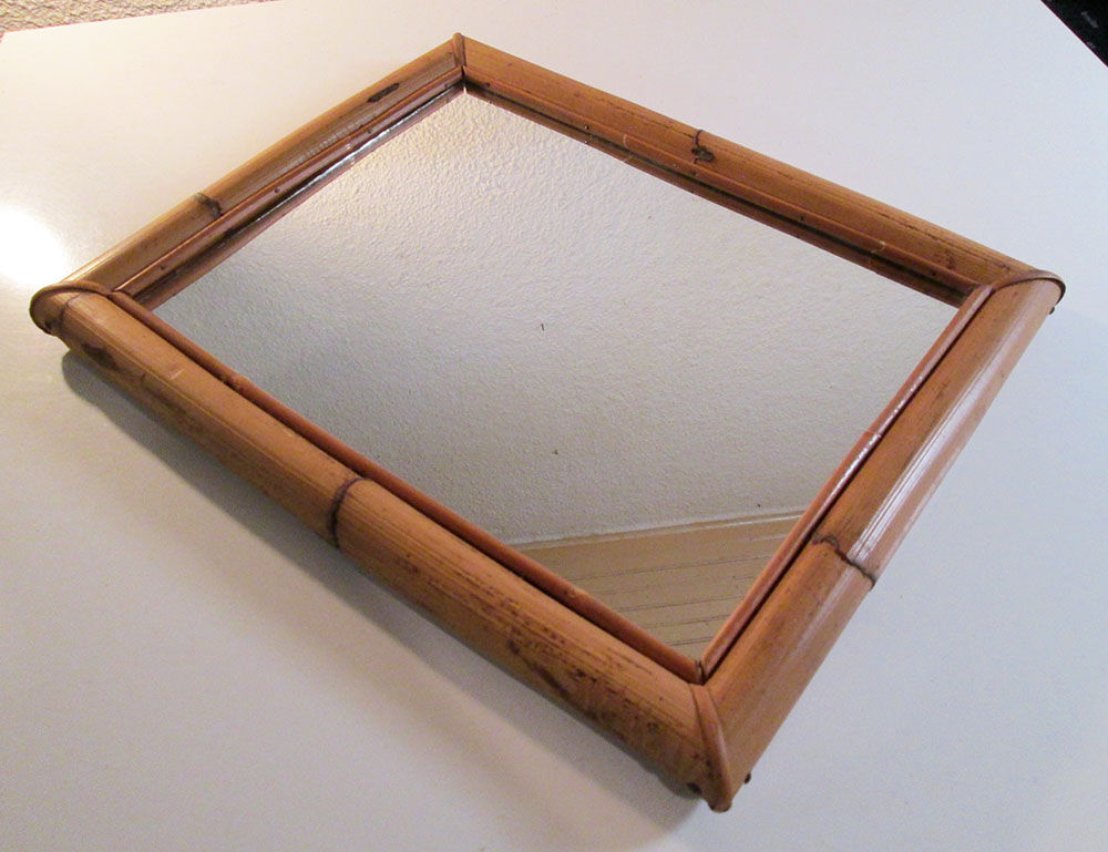 Miroir bambou et rotin vintage 38x48cm