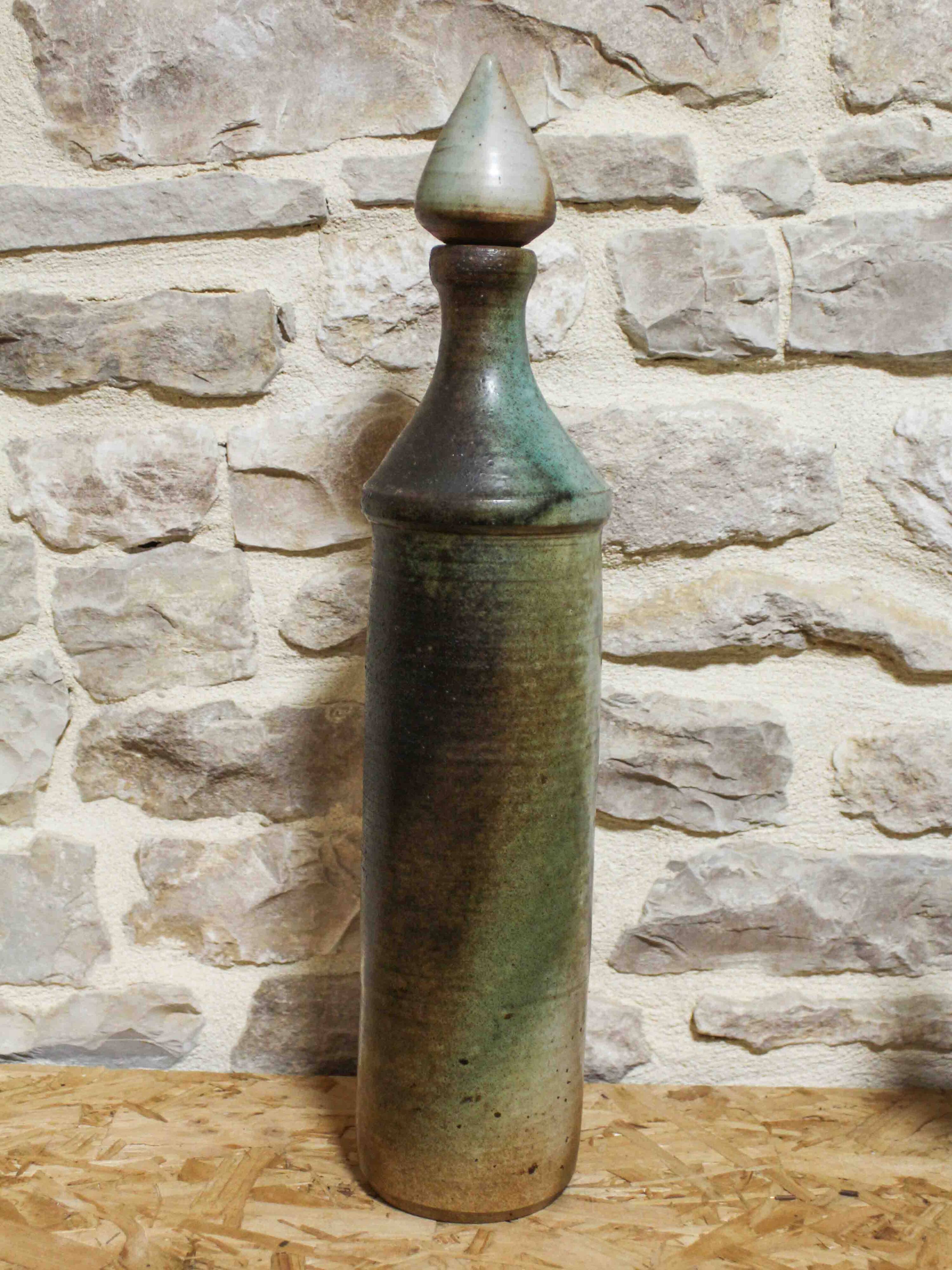 Large enamelled ceramic bottle by Michel Woop in Grimaud