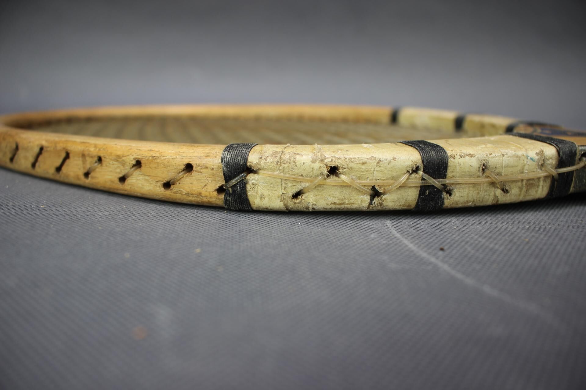 Prieur Paris tennis racket with original wooden press, circa 1930-1950.