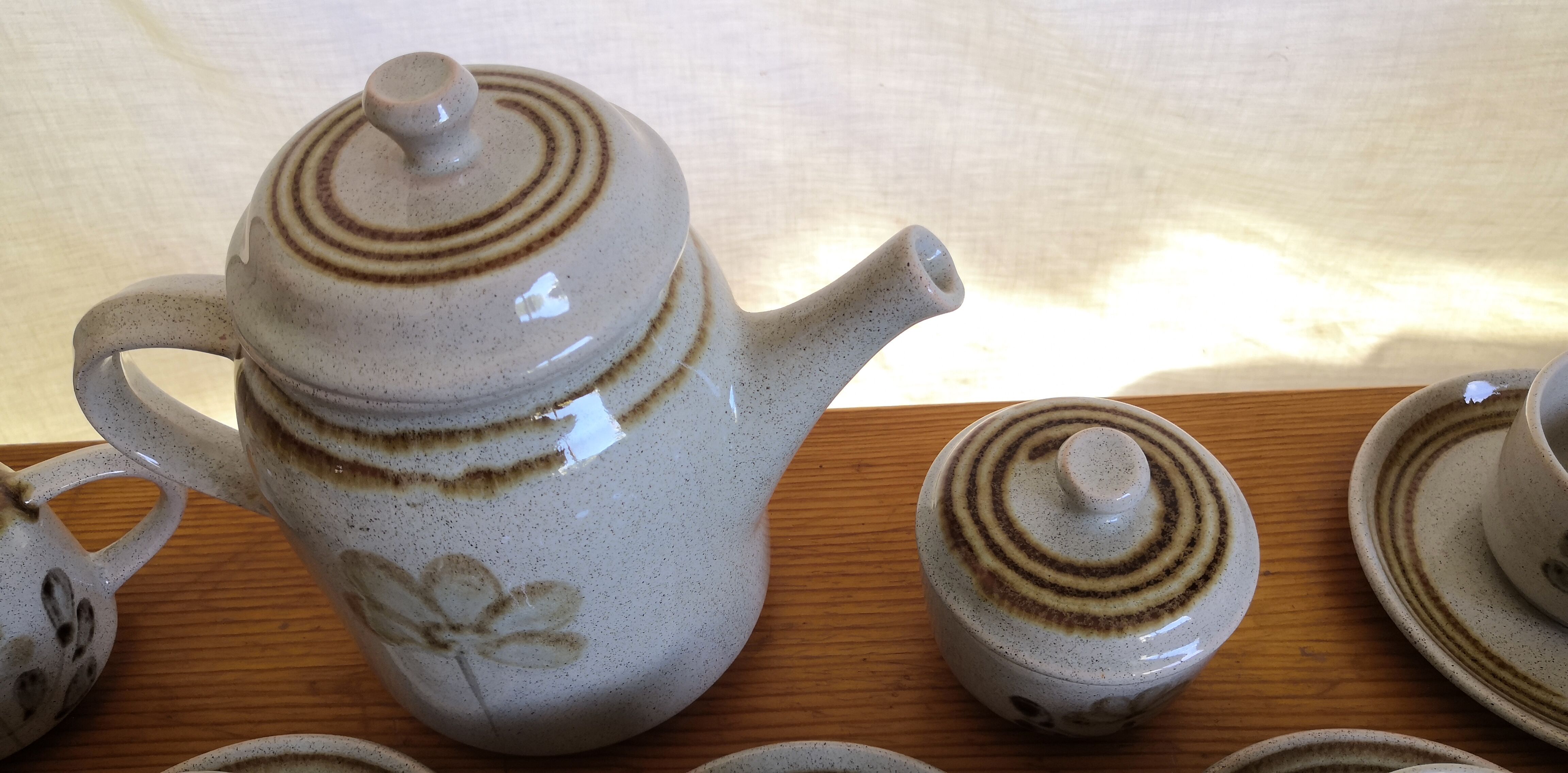 Coffee service sandstone "atelier d'art de lorraine" sarreguemines vintage