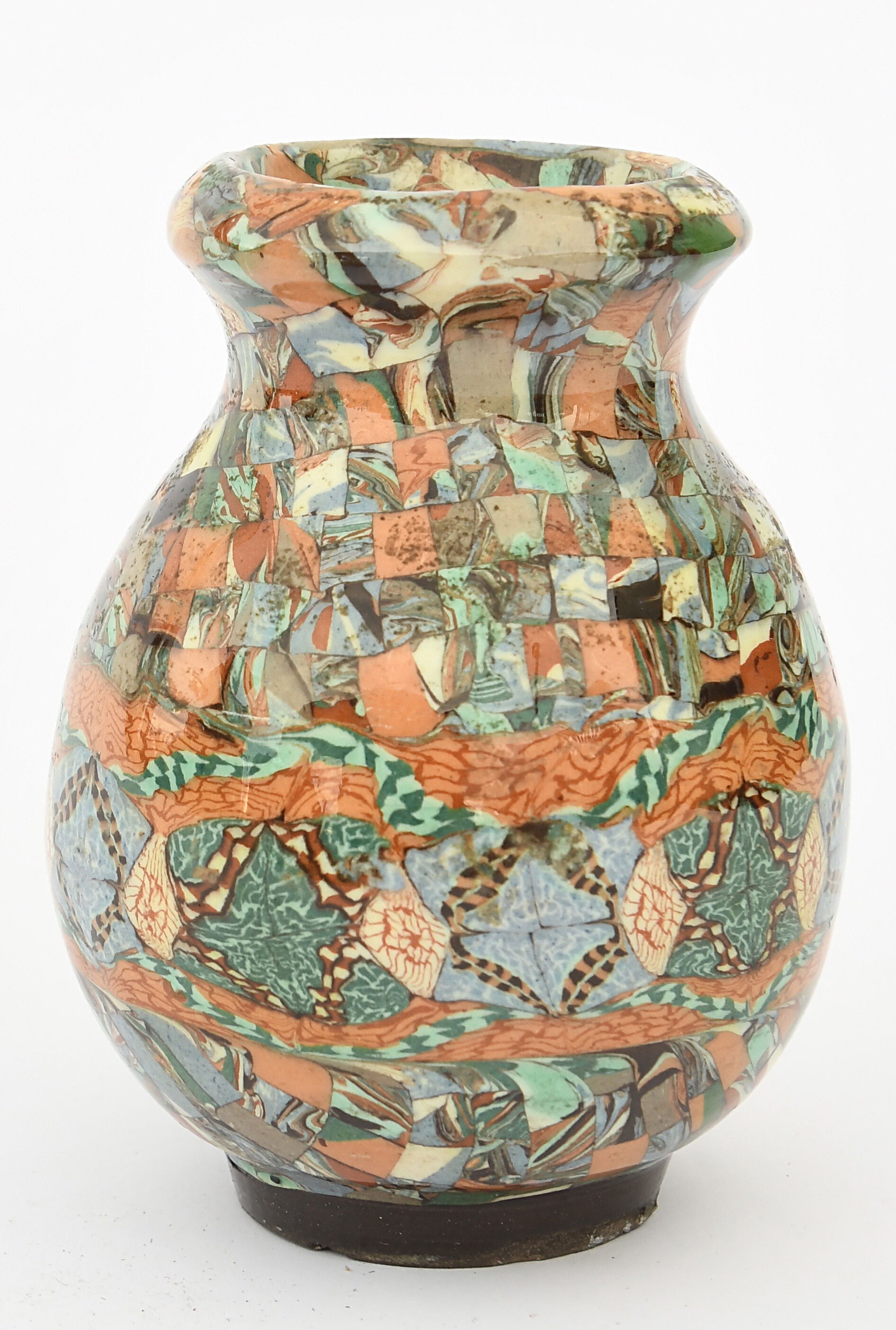 Earthenware vase mosaic by jean gerbino for vallauris