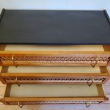 60's wood and rattan dresser