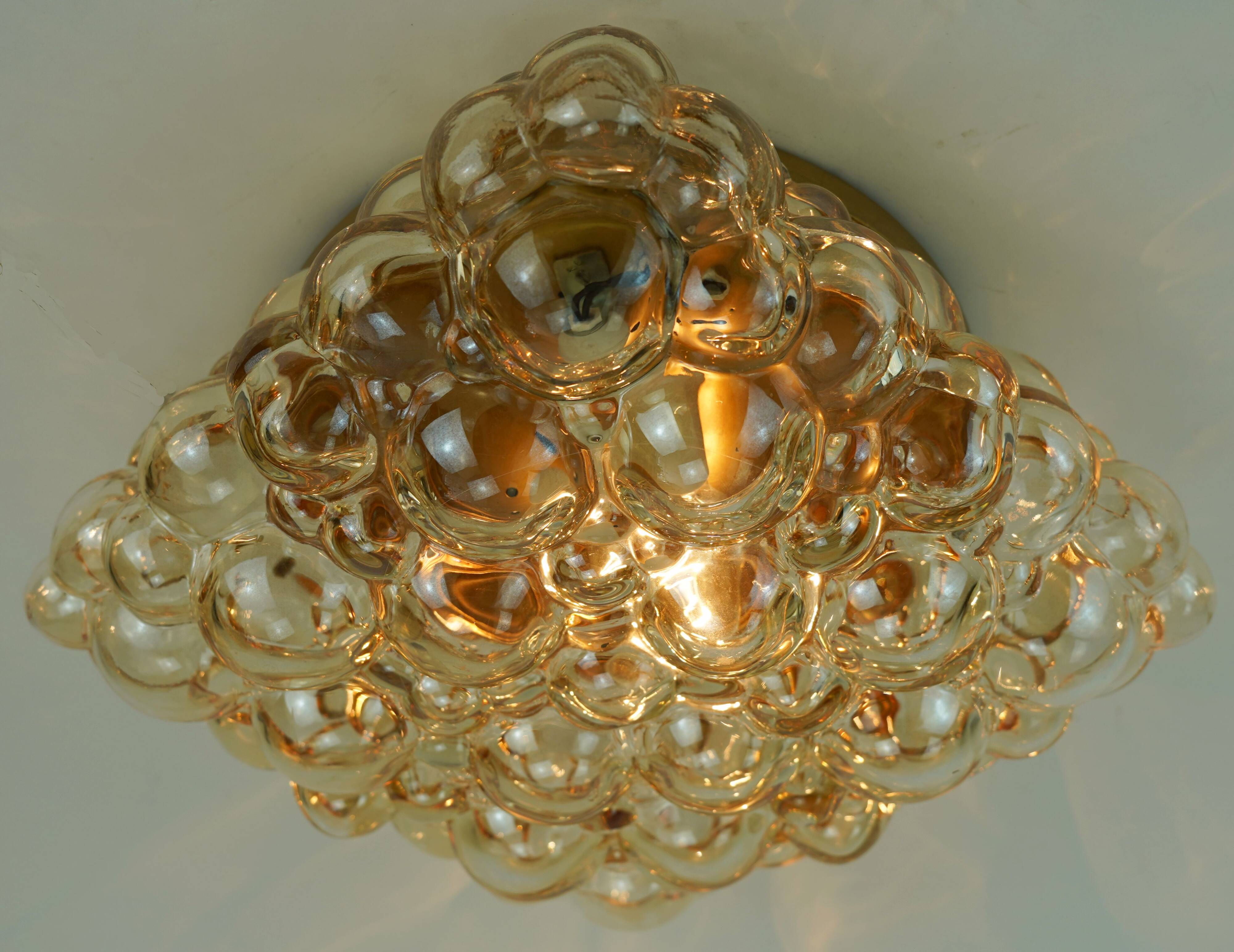 large mid century modern 1960's 1970's bubble amber glass CEILING LIGHT