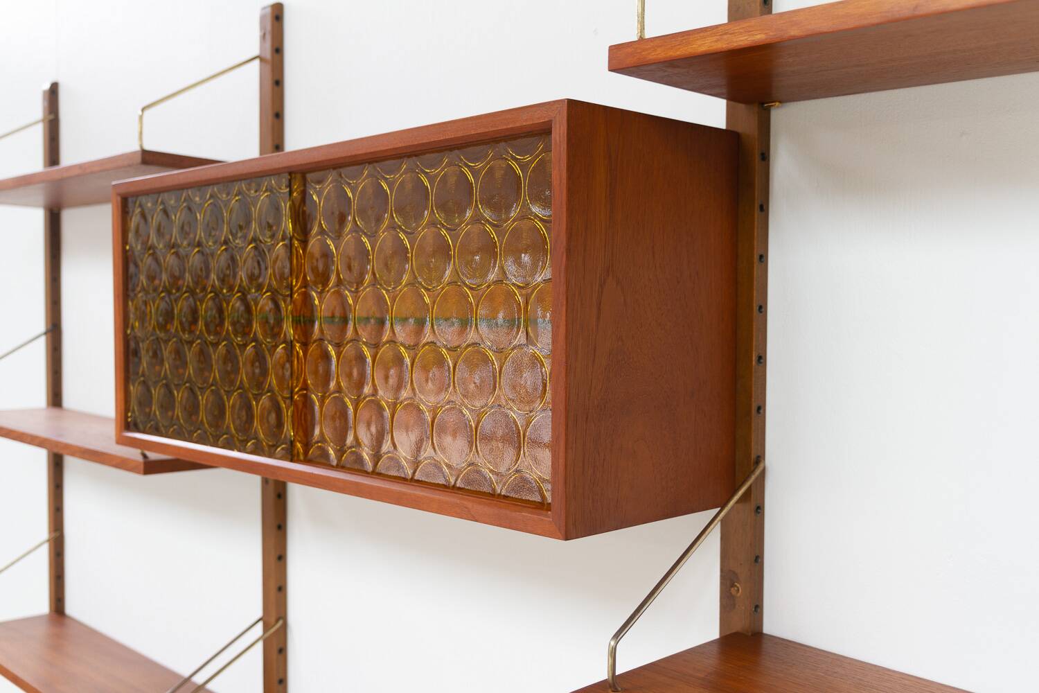 Danish Modern 5-Bay Modular Teak Wall Unit by Poul Cadovius for Cado, 1950s