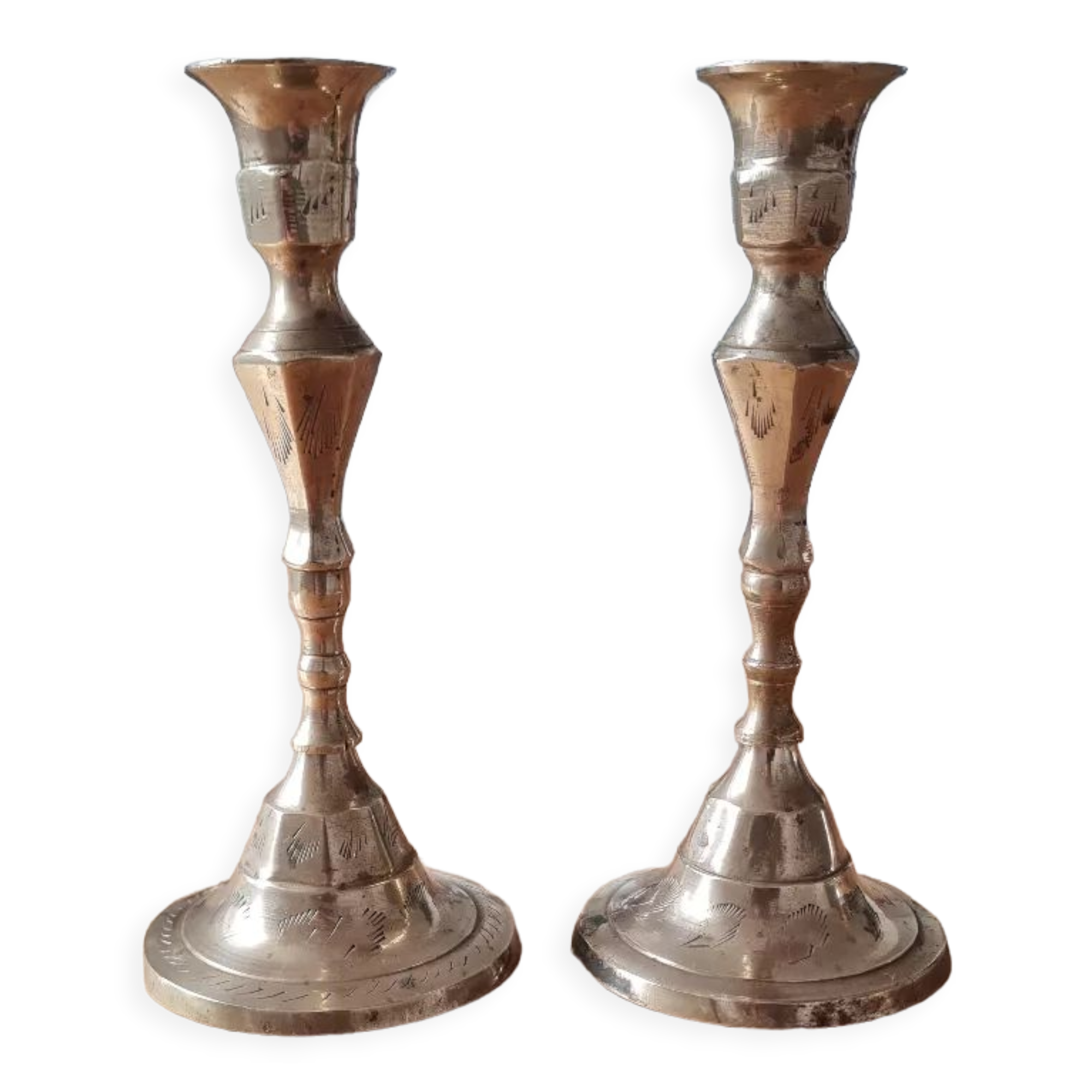 Pair of gilded brass candle holders