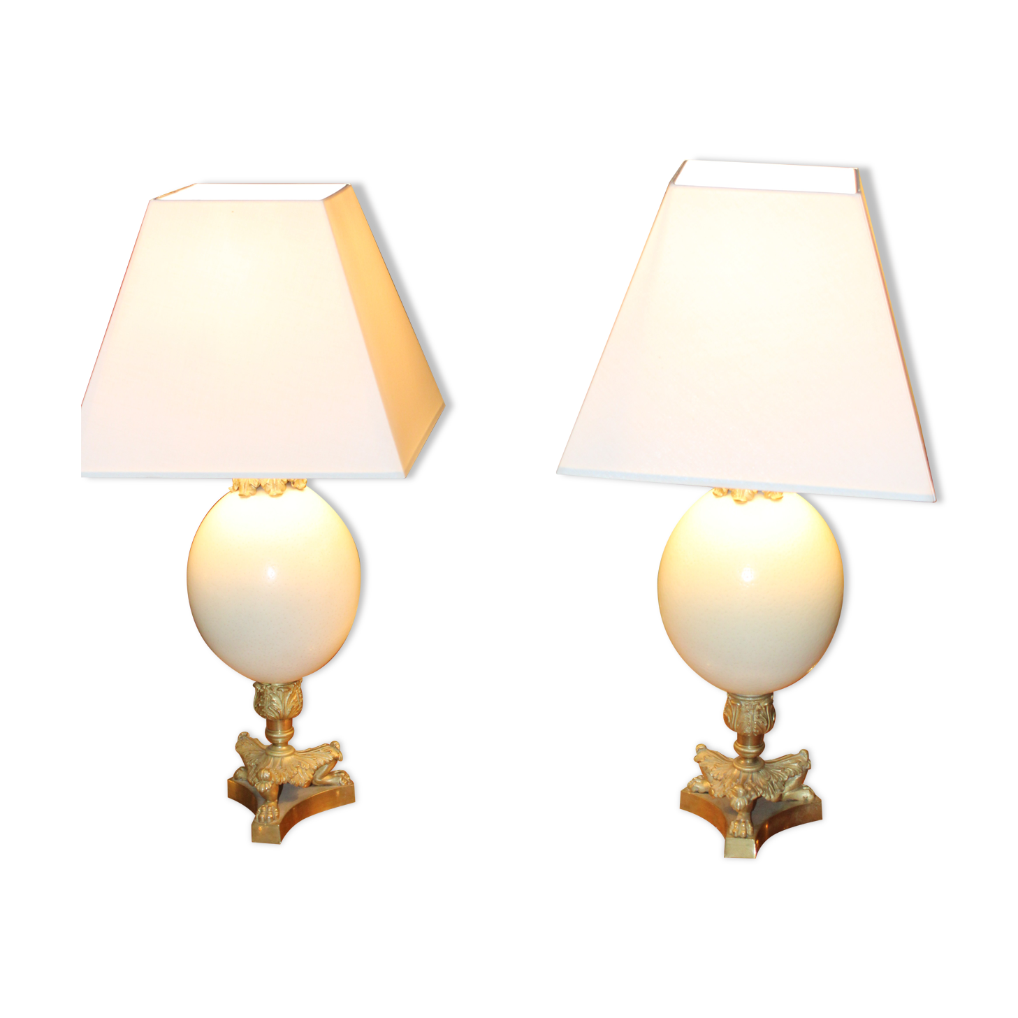 Paire de lampes, oeufs d'autruche