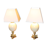 Paire de lampes, oeufs d'autruche