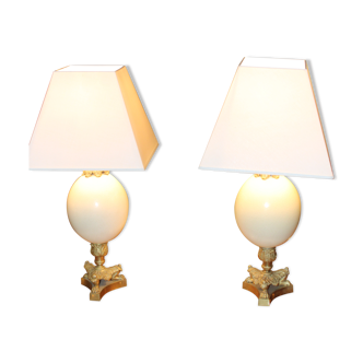 Paire de lampes, oeufs d'autruche