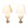 Pair of lamps, real ostrich eggs