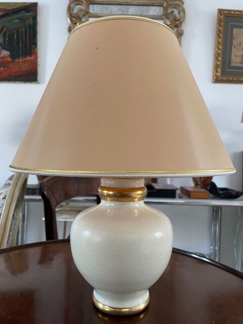 Lamp The Dolphin ceramic cracked white and gold 1970