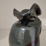 Signed enameled vase with asymmetrical free form