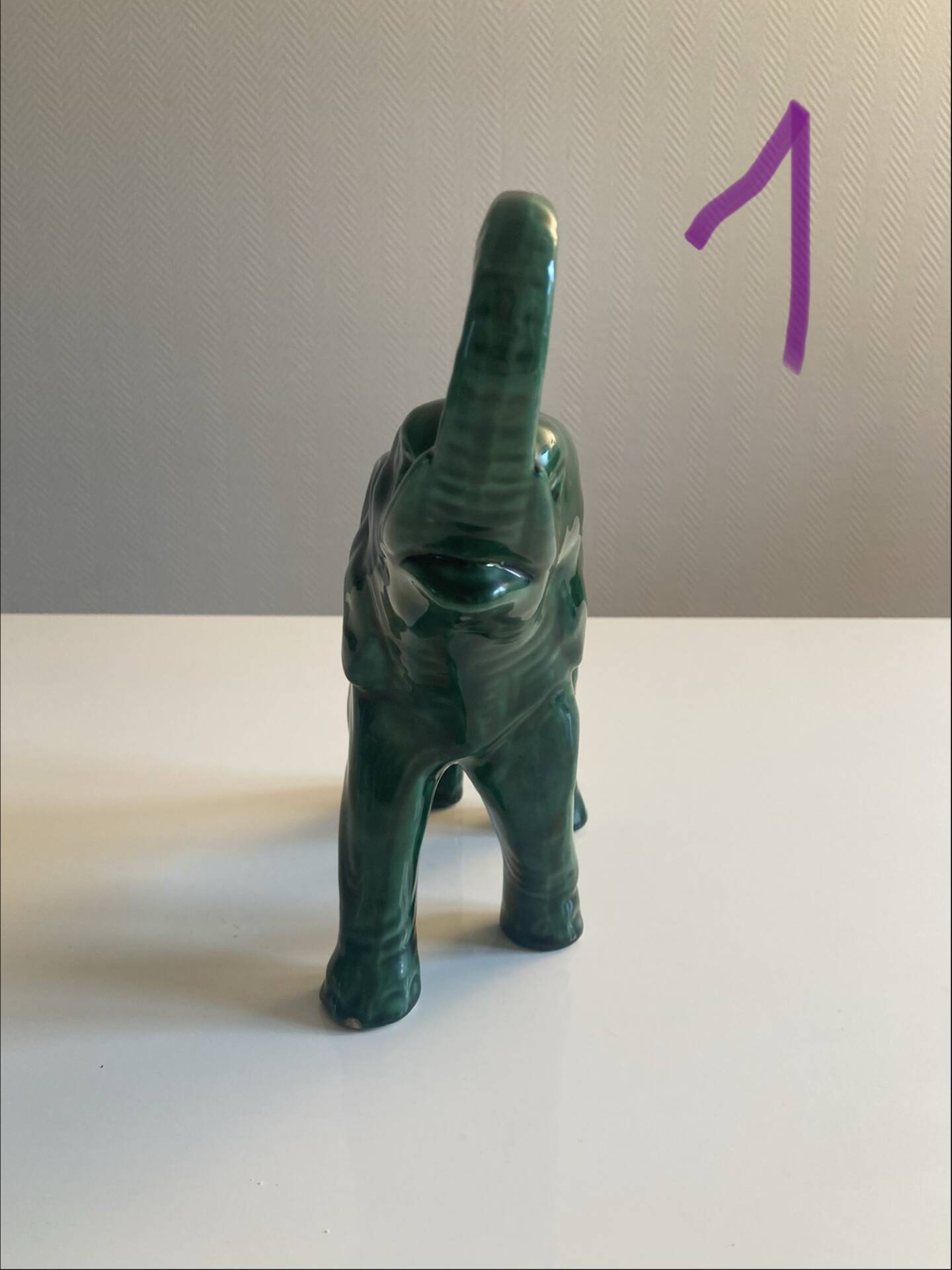Pair of marbled faience elephants from Saint Clément