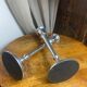 Pair of silver-plated metal candlesticks