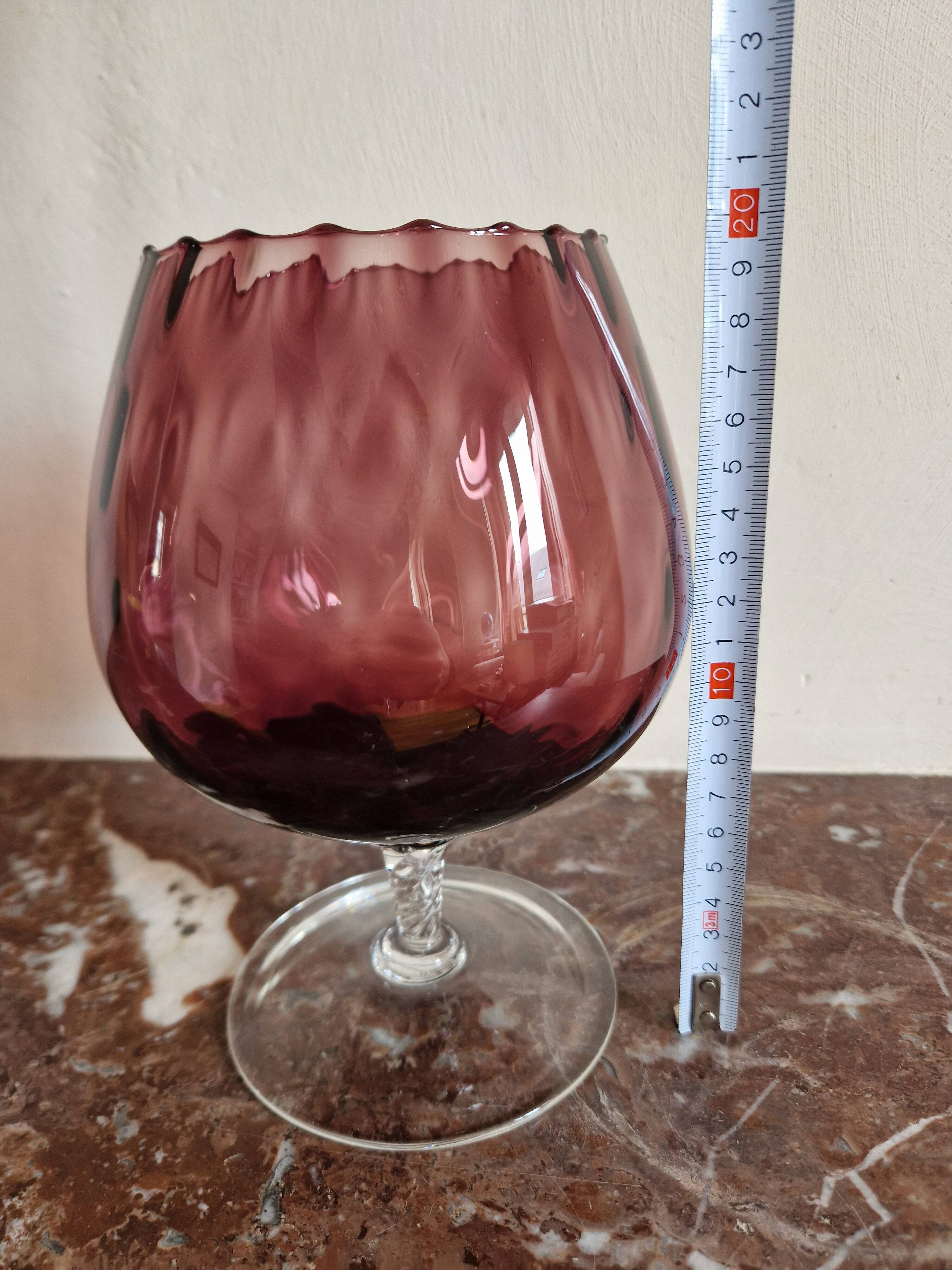 Vase, blown amethyst goblet with a twisted vintage stem.