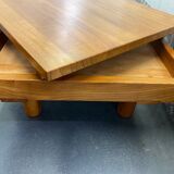 Table basse ottoman L09 en orme massif de Pierre Chapo