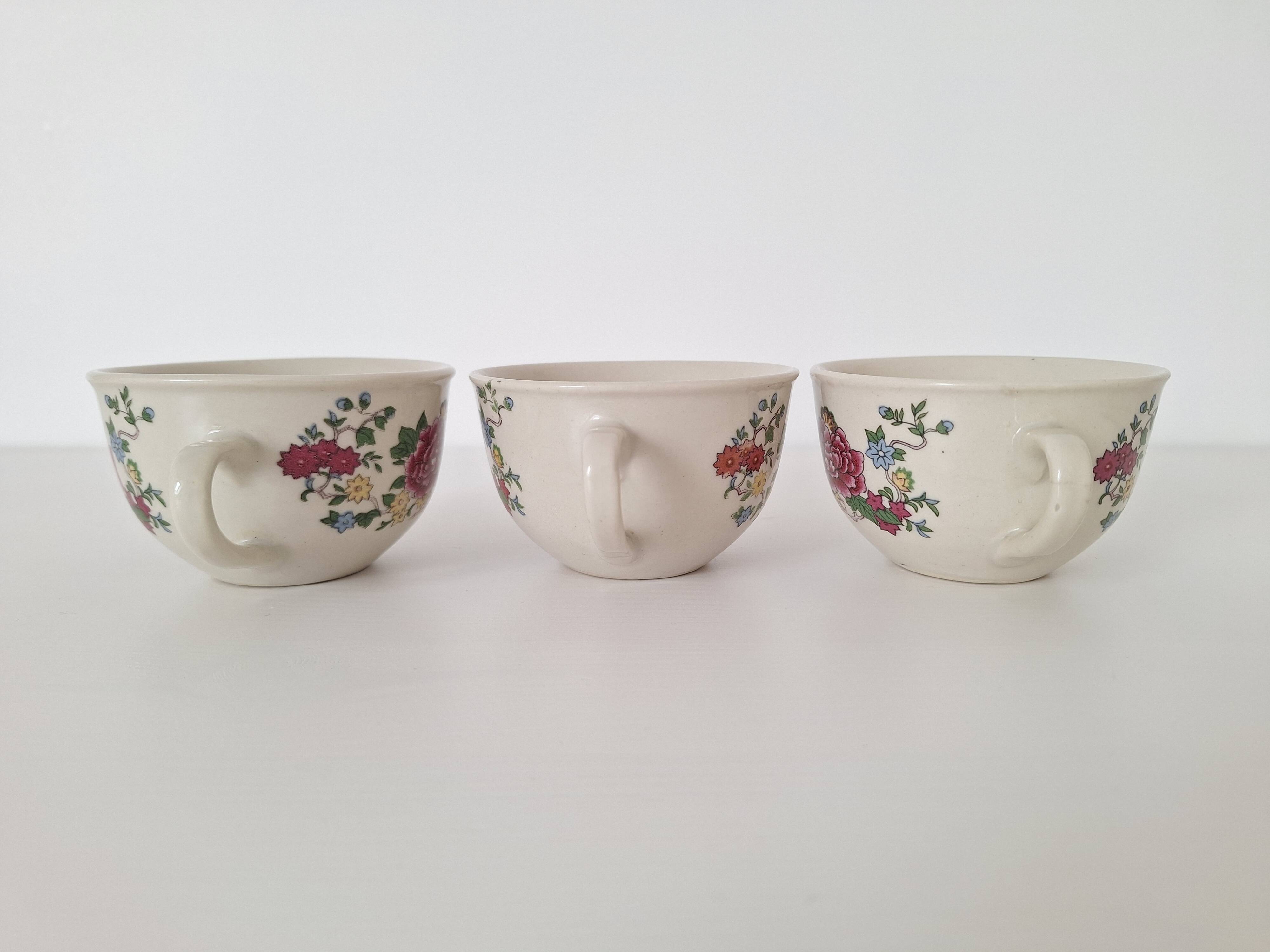 Chi Kiang Stoneware vintage flower mugs