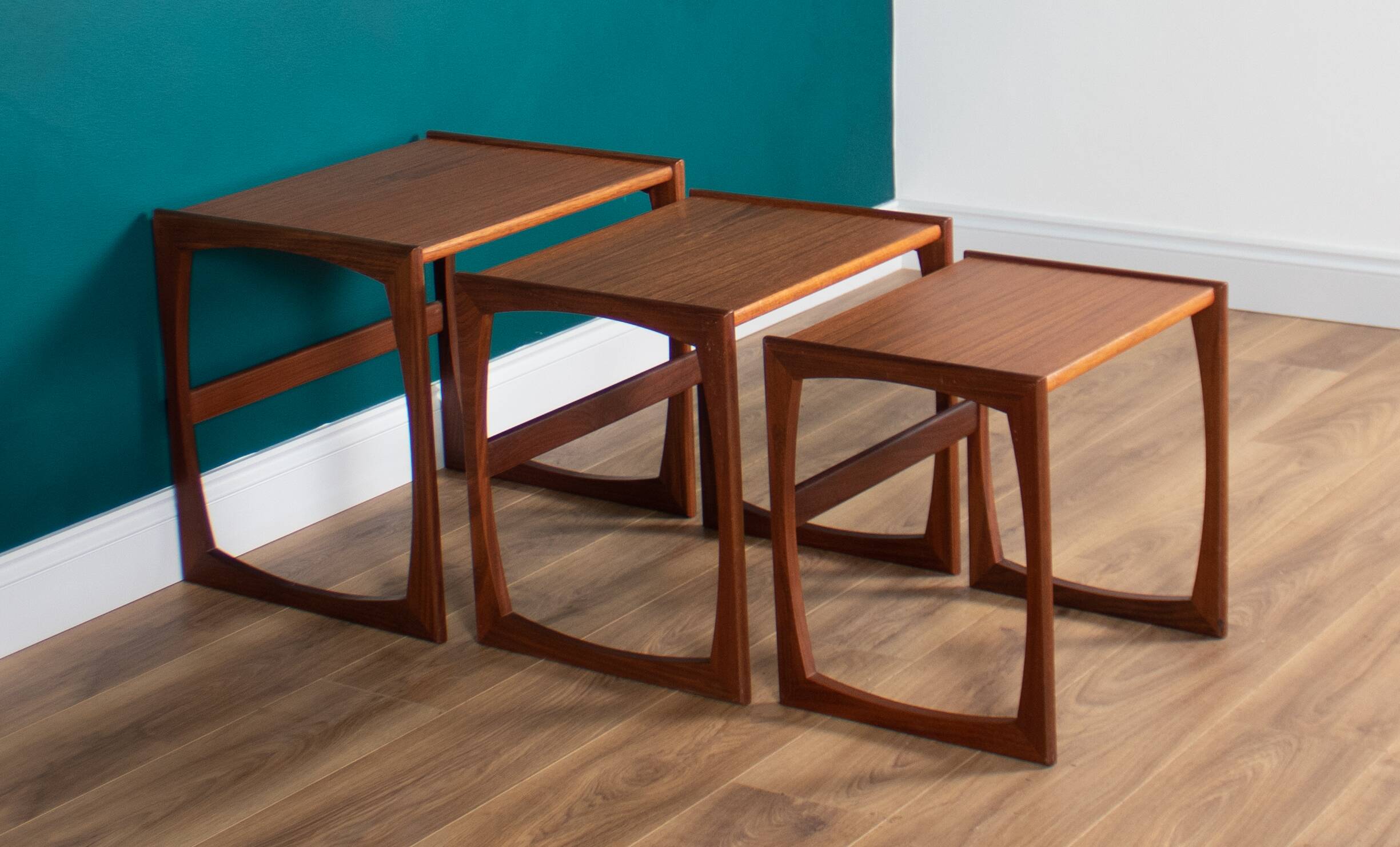 Retro teak 1960s g plan quadrille nest of coffee tables