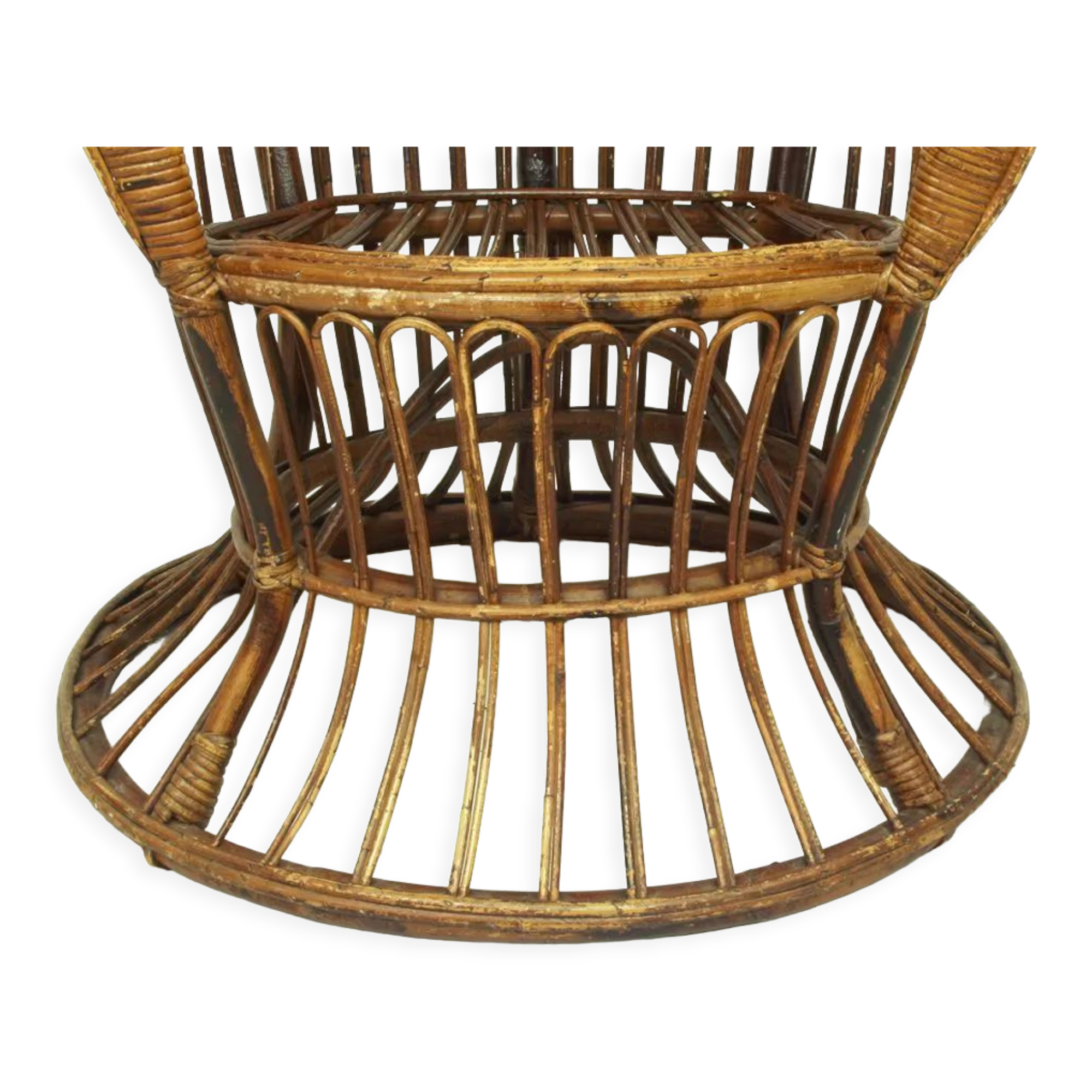 Vintage wicker lounge chair, italian 1950s