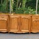 Light solid wood enfilade with Louis XV marquetry, 1950, 230cm.