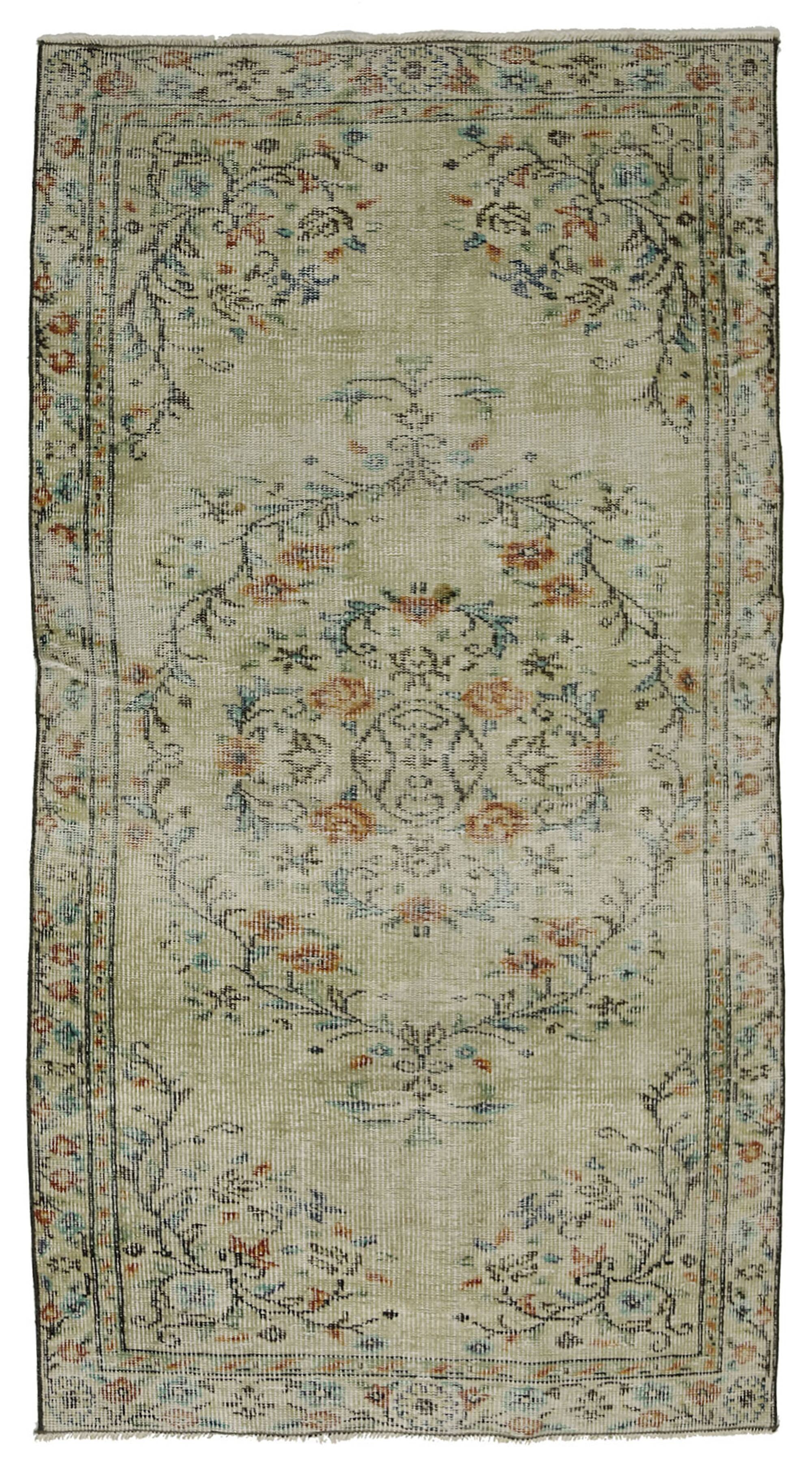 ONE-OF-A-KIND TURKISH HANDWOVEN VINTAGE RUG - RUSTIC VINTAGE CHARM 206X 109