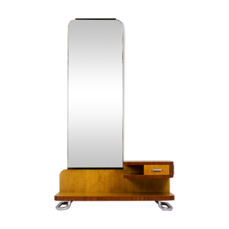 Bauhaus chromed tubular steel dressing table with mirror from vichr, 1940s