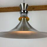 Scandinavian space age pendant lamp by Bent Nordsted for Lyskaer brushed steel 70s