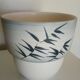Paul MILLET in Sèvres - White & grey-blue vase - Black painted foliage