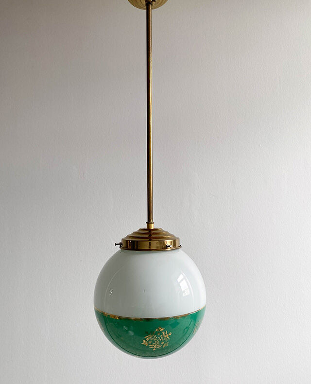 Opaline chandelier green and white