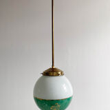 Opaline chandelier green and white