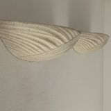 Pair of vintage speckled beige plaster wall lights, France 1970s