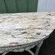 Louis XVI style half-moon console table with carved and painted wood and marble top