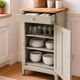 Vintage Parisian cupboard with 1 door, 1 drawer, reimagined in grey-green.
