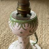 Faience lamp foot of Samadet XVIIIth green - old luminaire mounted on a jug / jar