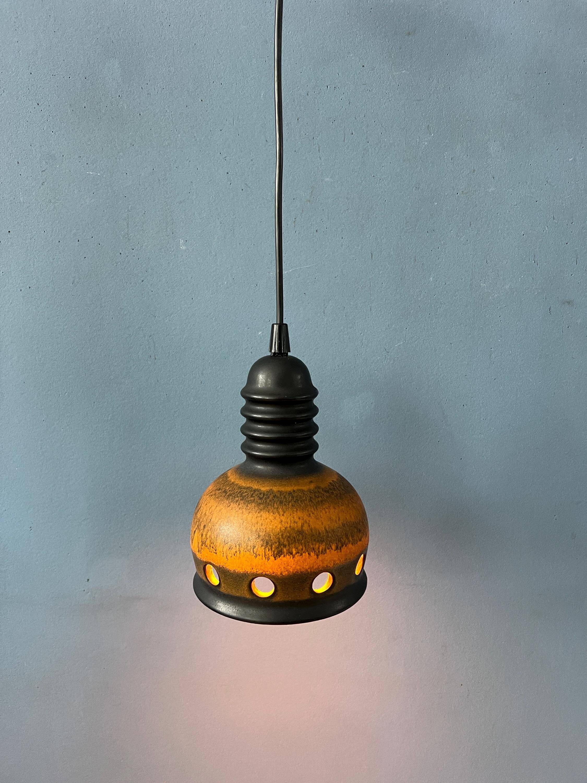 Brown ceramic pendant light Mid-Century, West Germany