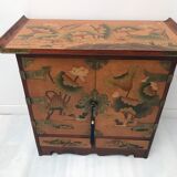 Table de chevet chinoise dessus d'aile des années 60-70