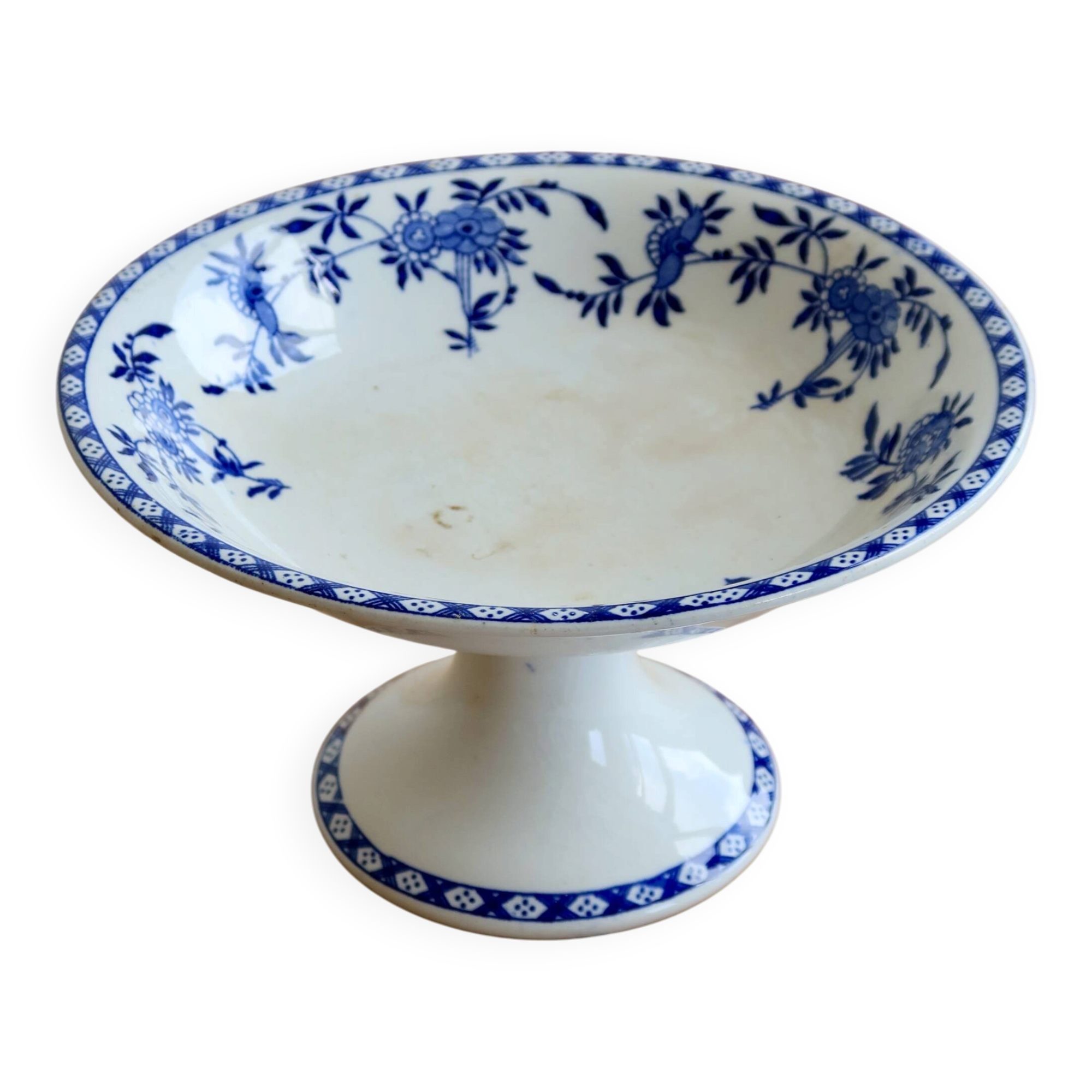 Antique Dresden porcelain compote in blue and white – Fruit bowl