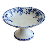 Compotier, coupe à fruits ancienne en porcelaine de Dresde bleue et blanche