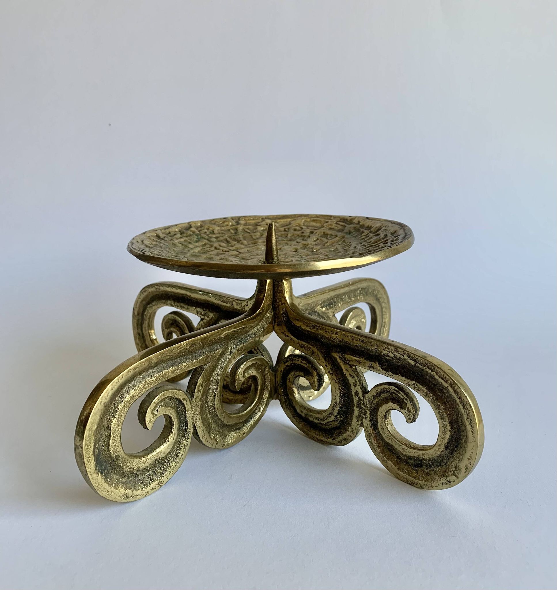 Brutalist bronze candleholder, 1970s