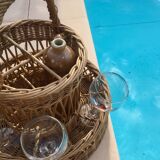 Vintage braided wicker basket-bar