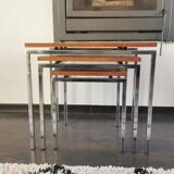 Vintage pull-out tables, side tables, 1970