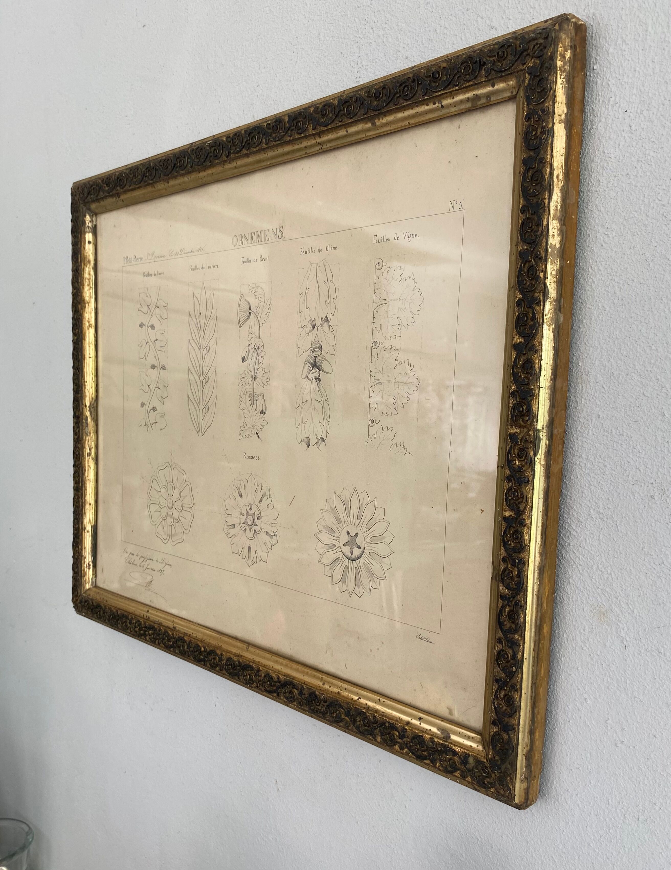 Architectural drawing 1857, glazed wood frame