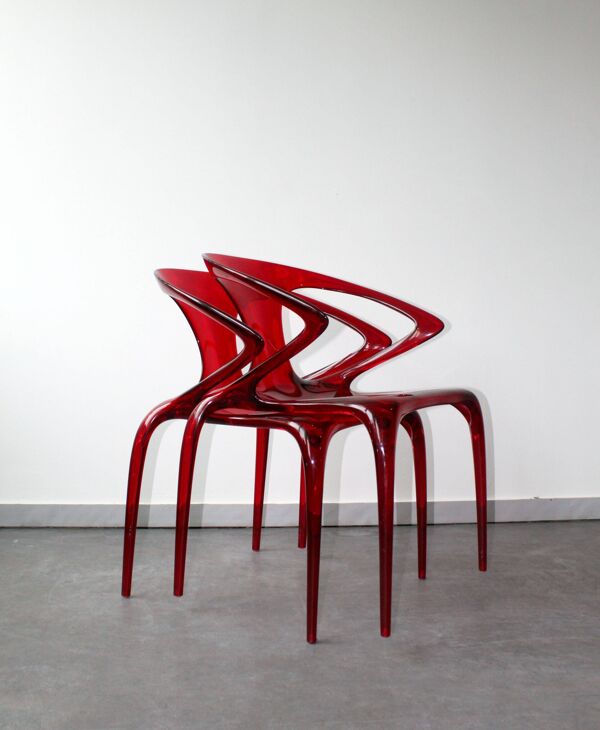 Paire de chaises ava par song wen zhong pour roche bobois, xxème.